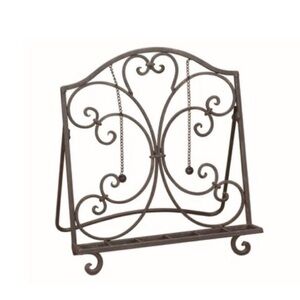 Tripar International 14" Black Cookbook Stand with Weighted Page Holder Chains.